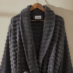 Dusklia - Monaco Plush Ribbed Cotton Robe - Charcoal