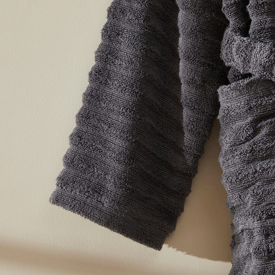 Dusklia - Monaco Plush Ribbed Cotton Robe - Charcoal