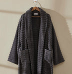 Dusklia - Monaco Plush Ribbed Cotton Robe - Charcoal