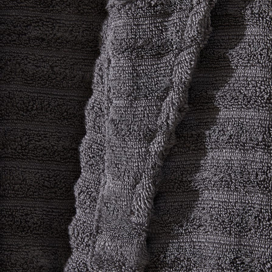Dusklia - Monaco Plush Ribbed Cotton Robe - Charcoal
