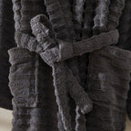 Dusklia - Monaco Plush Ribbed Cotton Robe - Charcoal