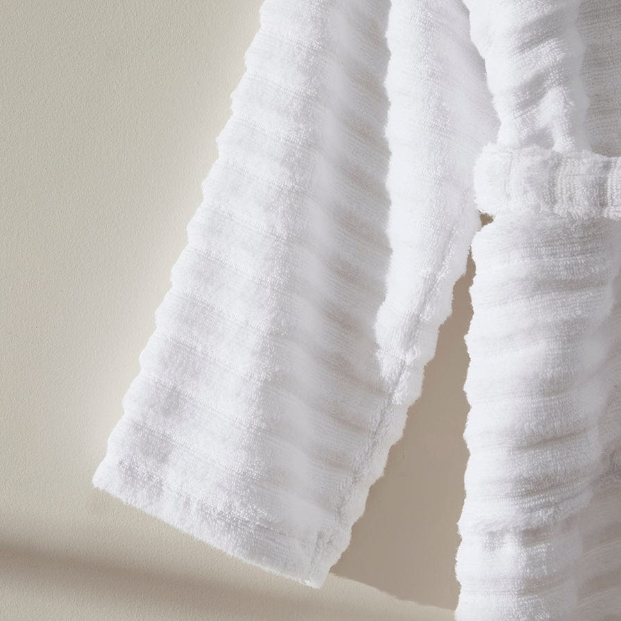 Dusklia - Monaco Plush Ribbed Cotton Robe - White