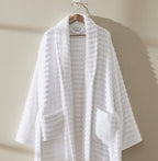Dusklia - Monaco Plush Ribbed Cotton Robe - White
