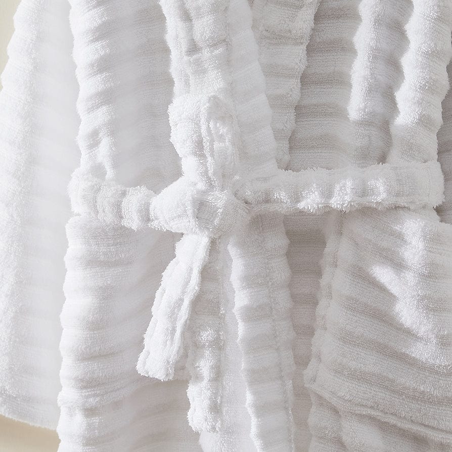 Dusklia - Monaco Plush Ribbed Cotton Robe - White