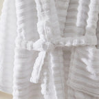 Dusklia - Monaco Plush Ribbed Cotton Robe - White