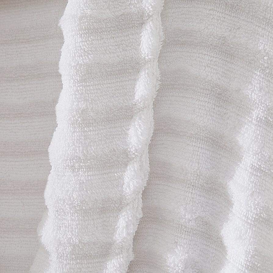 Dusklia - Monaco Plush Ribbed Cotton Robe - White