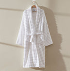 Dusklia - Monaco Plush Ribbed Cotton Robe - White