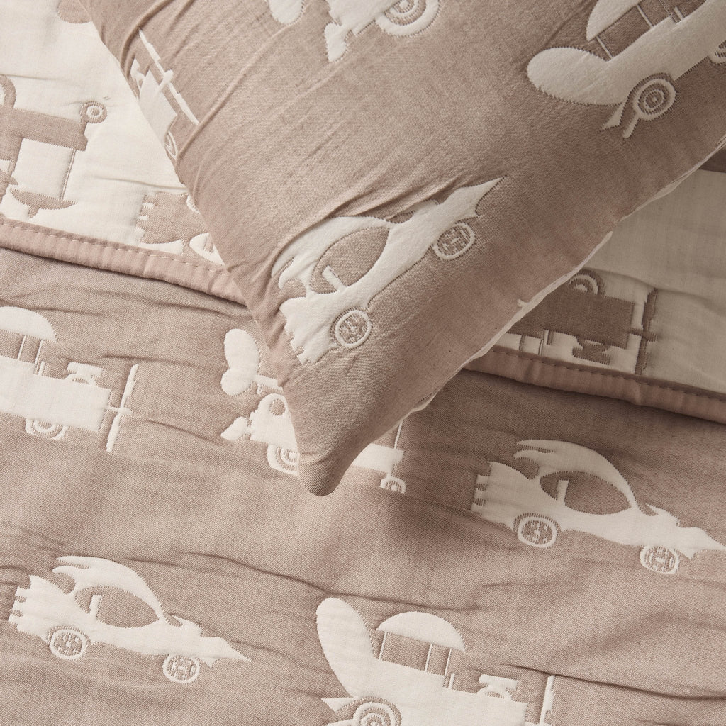 Dusklia - Morgan Transport Matelasse Cushion Cover and Bedspread Set - Taupe
