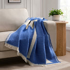 Dusklia - Motif Abstract Sofa Throw - Electric Blue
