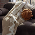 Dusklia - Motif Abstract Sofa Throw - Taupe