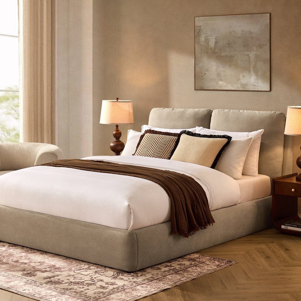 Dusklia - Murcia Ottoman Storage Bed - Chenille Oatmeal