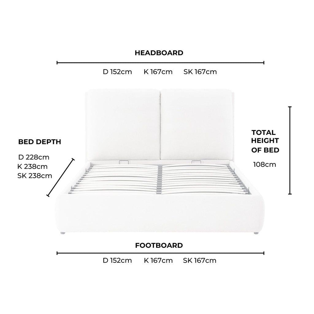 Dusklia - Murcia Ottoman Storage Bed - Chenille Oatmeal