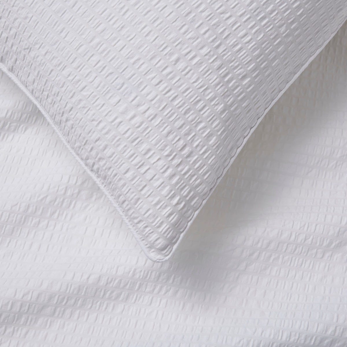 Dusklia - Mykonos 200 Thread Count Seersucker Duvet Cover - Cotton - White