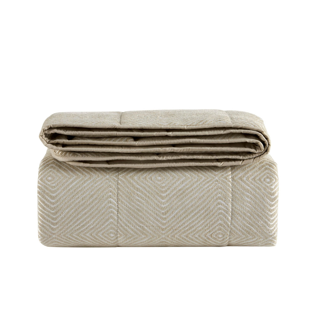 Dusklia - Nairobi Geo Chenille Stitch Quilt Bedspread - Taupe/White