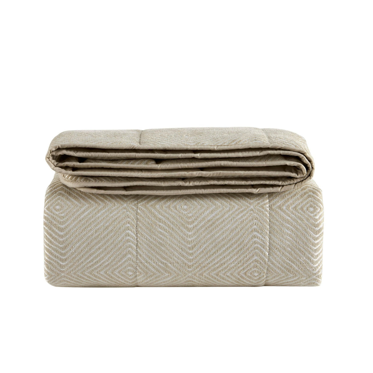 Dusklia - Nairobi Geo Chenille Stitch Quilt Bedspread - Taupe/White