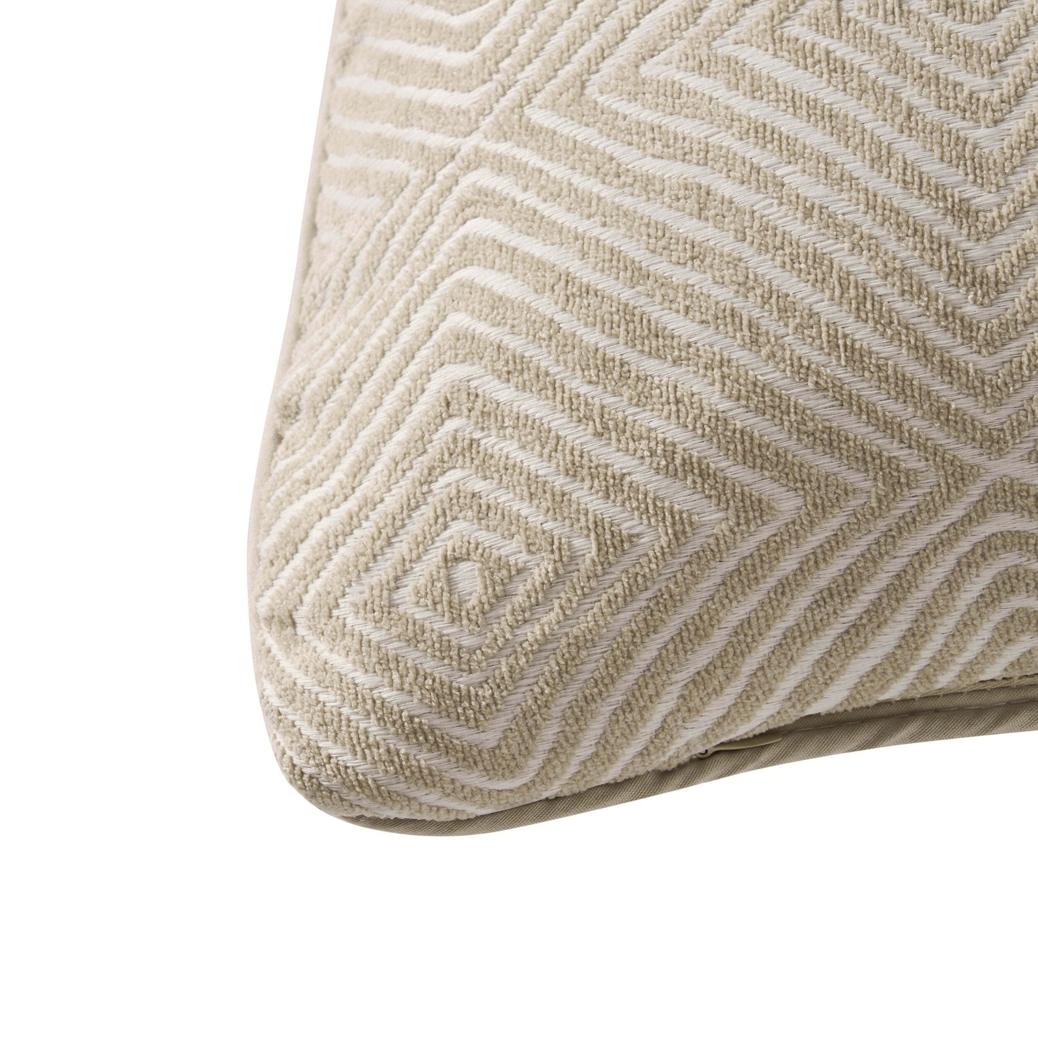 Dusklia - Nairobi Geo Chenille Stitch Quilt Cushion Cover - Taupe/White