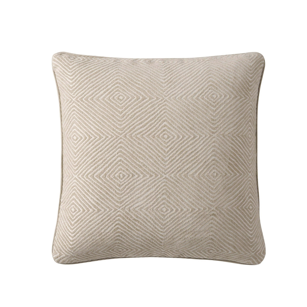 Dusklia - Nairobi Geo Chenille Stitch Quilt Cushion Cover - Taupe/White