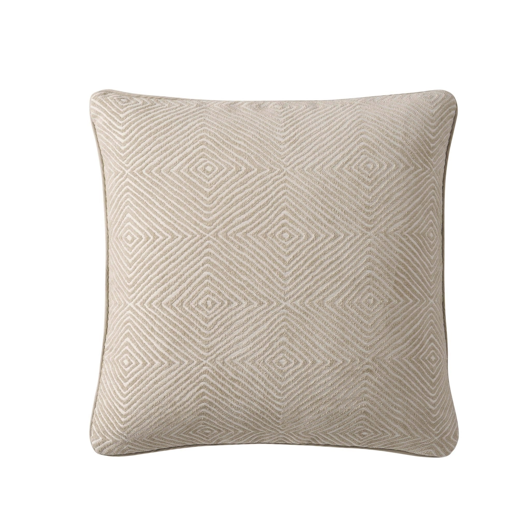 Dusklia - Nairobi Geo Chenille Stitch Quilt Cushion Cover - Taupe/White