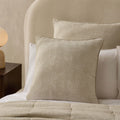 Dusklia - Nairobi Geo Chenille Stitch Quilt Cushion Cover - Taupe/White