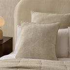 Dusklia - Nairobi Geo Chenille Stitch Quilt Cushion Cover - Taupe/White