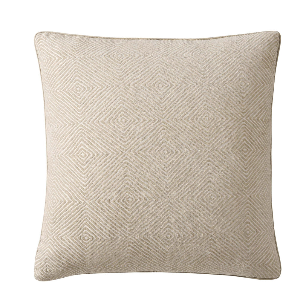 Dusklia - Nairobi Geo Chenille Stitch Quilt Cushion Cover - Taupe/White