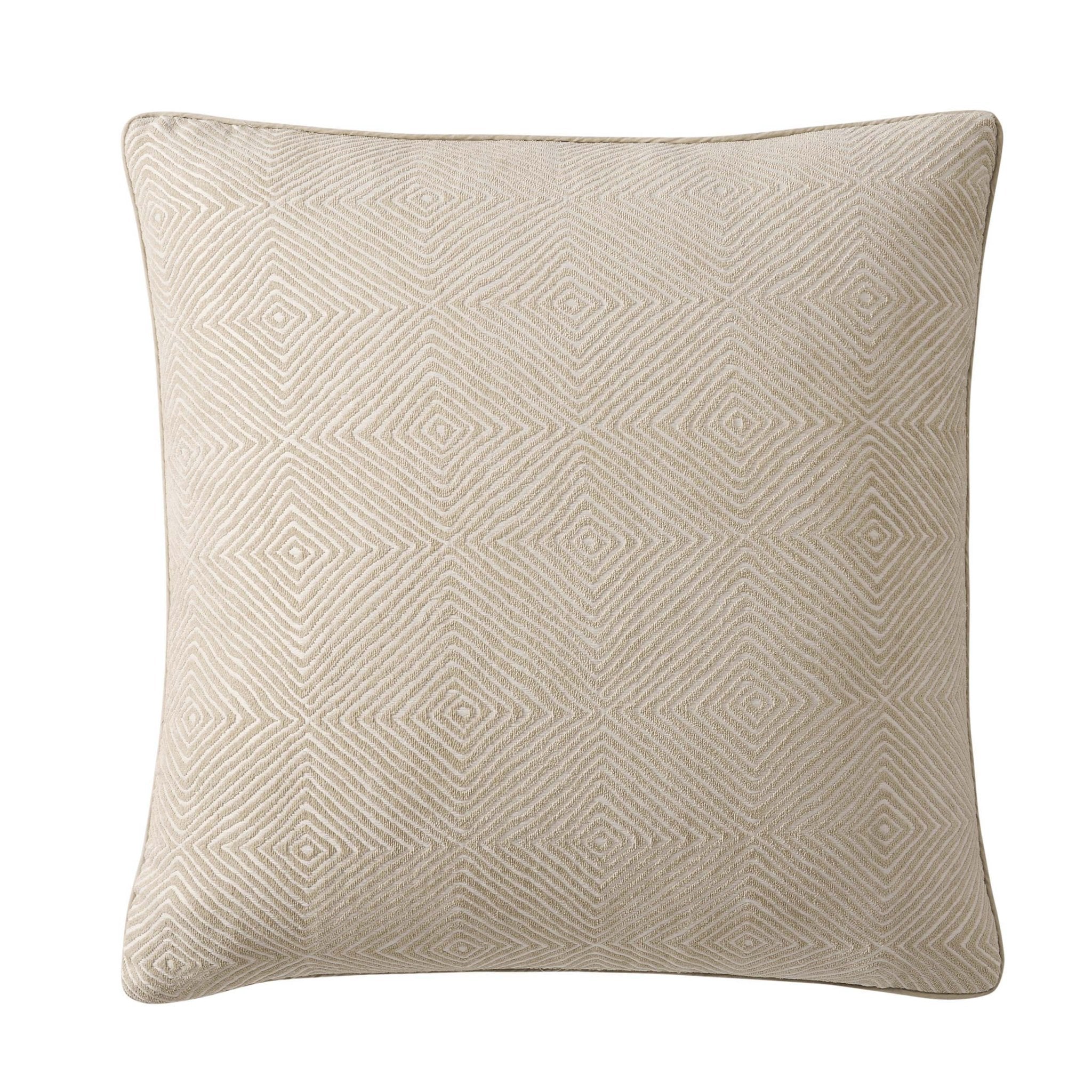 Dusklia - Nairobi Geo Chenille Stitch Quilt Cushion Cover - Taupe/White