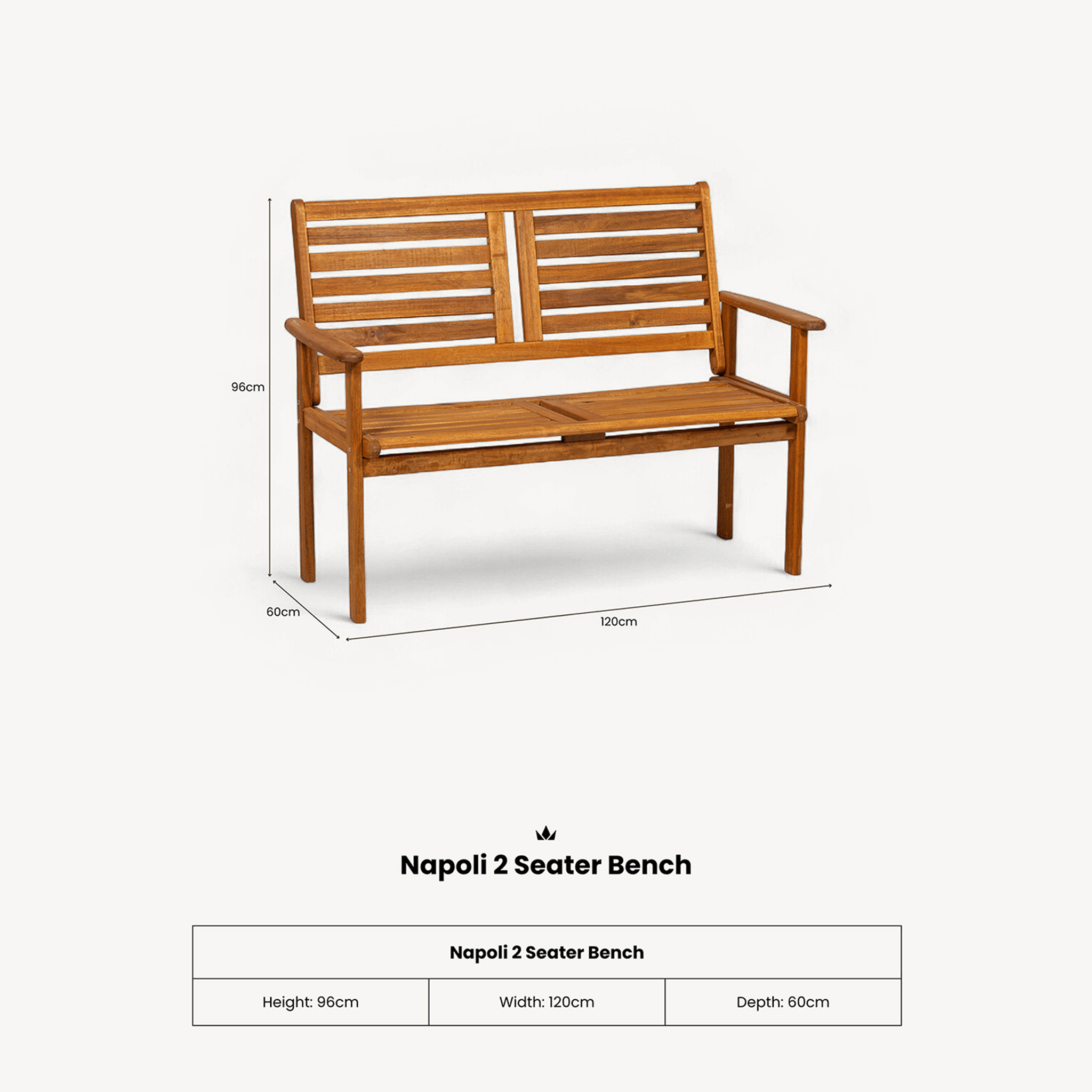 Dusklia - Napoli Outdoor 2 Seater Bench - Natural