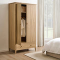 Dusklia - Nell 2 Door Wardrobe with Drawer - Light Wood