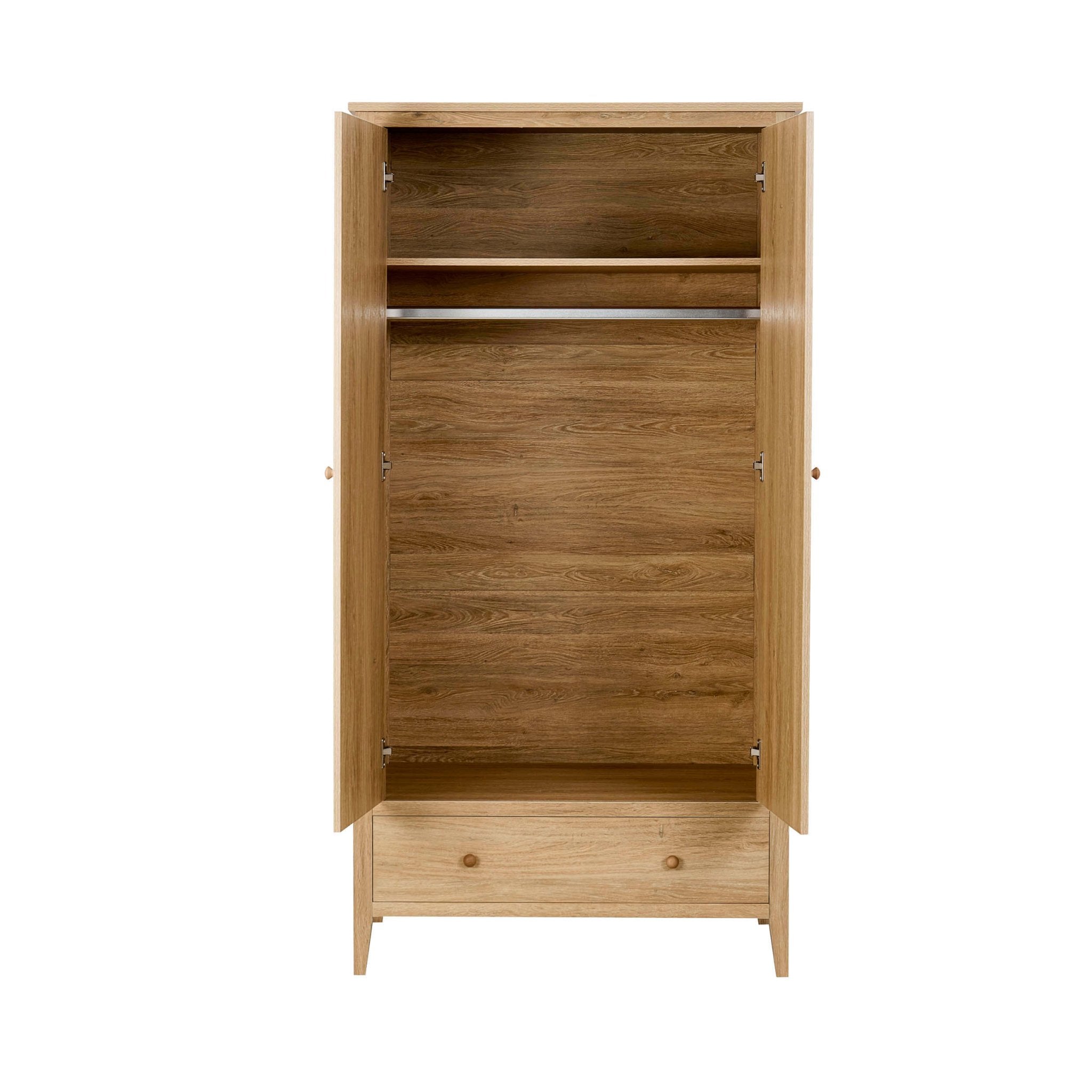 Dusklia - Nell 2 Door Wardrobe with Drawer - Light Wood