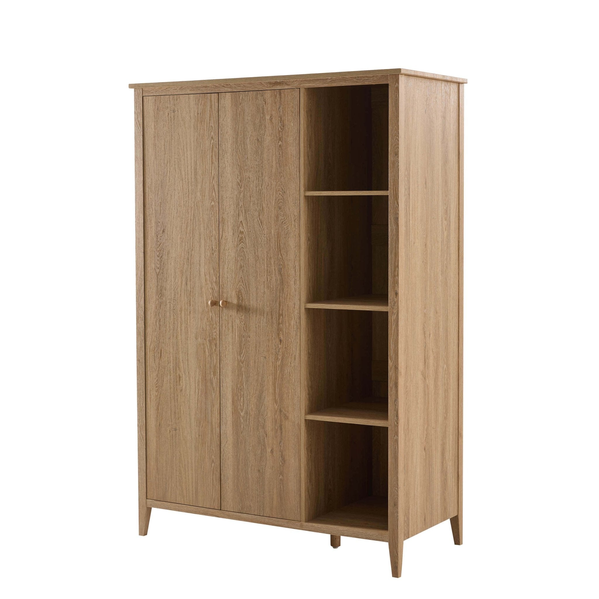 Armoire 2 portes Nell avec étagères ouvertes - Bois clair