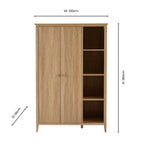 Dusklia - Nell 2 Door Wardrobe with Open Shelves - Light Wood