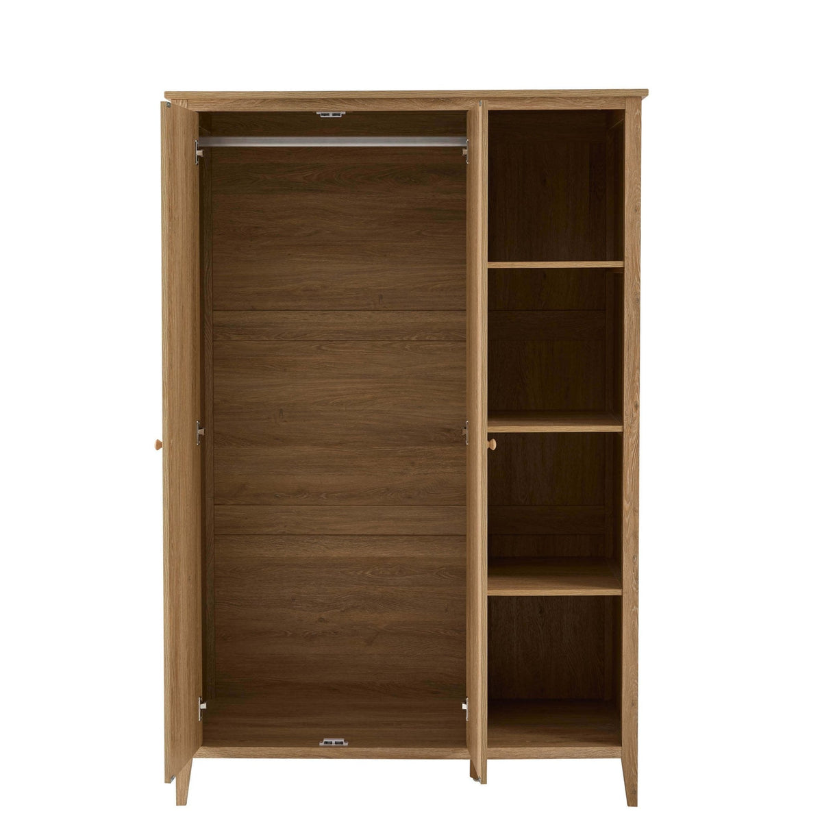 Dusklia - Nell 2 Door Wardrobe with Open Shelves - Light Wood
