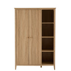 Dusklia - Nell 2 Door Wardrobe with Open Shelves - Light Wood