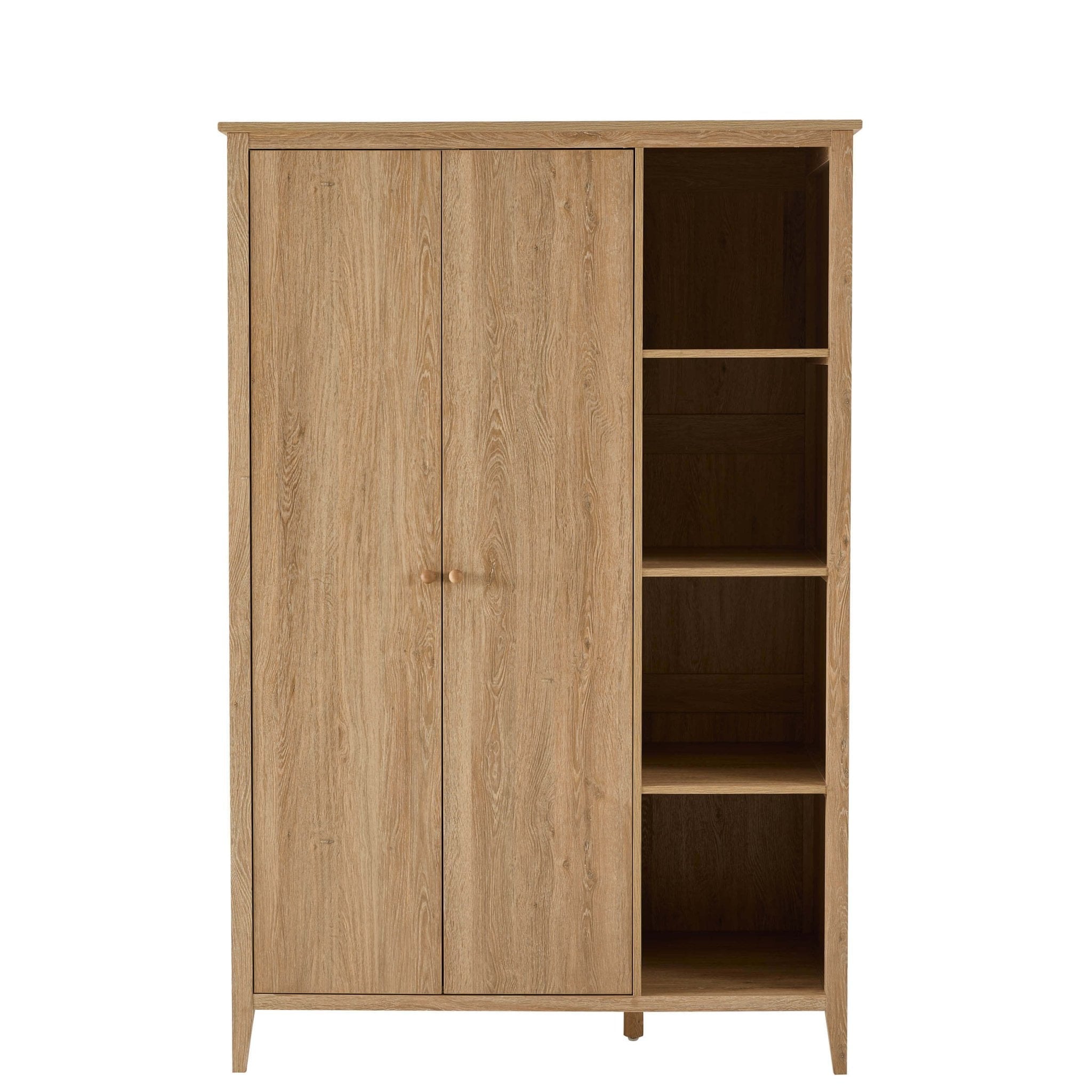 Armoire 2 portes Nell avec étagères ouvertes - Bois clair