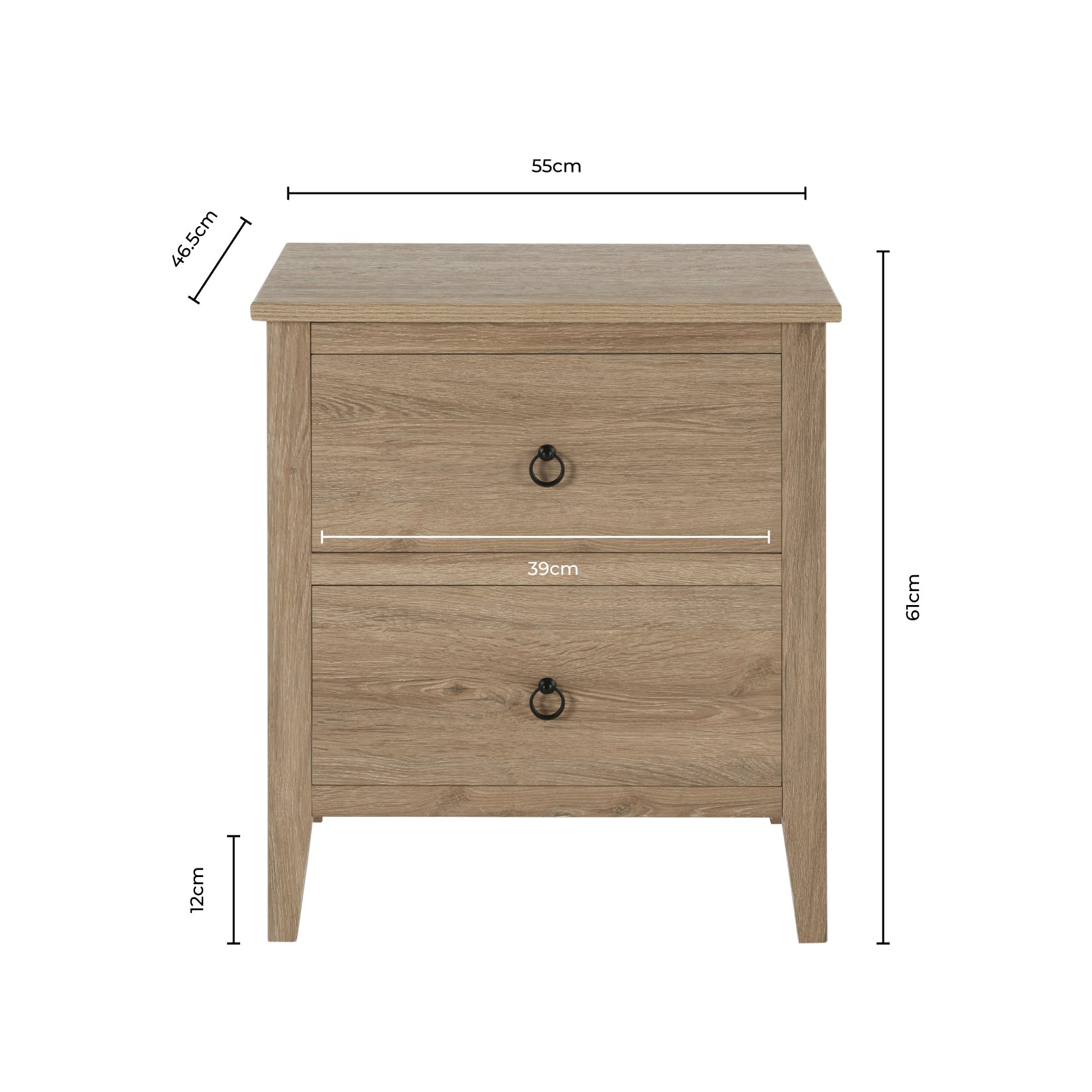 Dusklia - Nell 2 Drawer Bedside Table - Grey