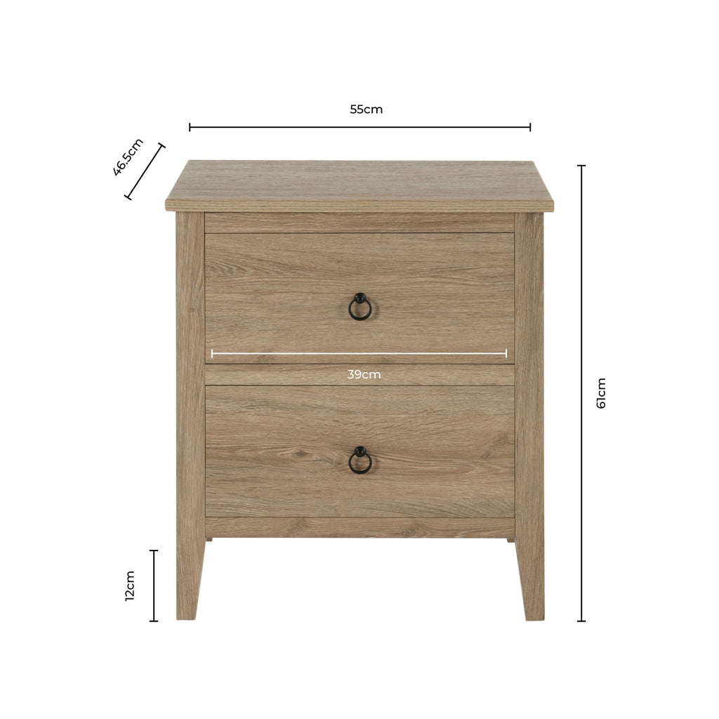 Dusklia - Nell 2 Drawer Bedside Table - Wood