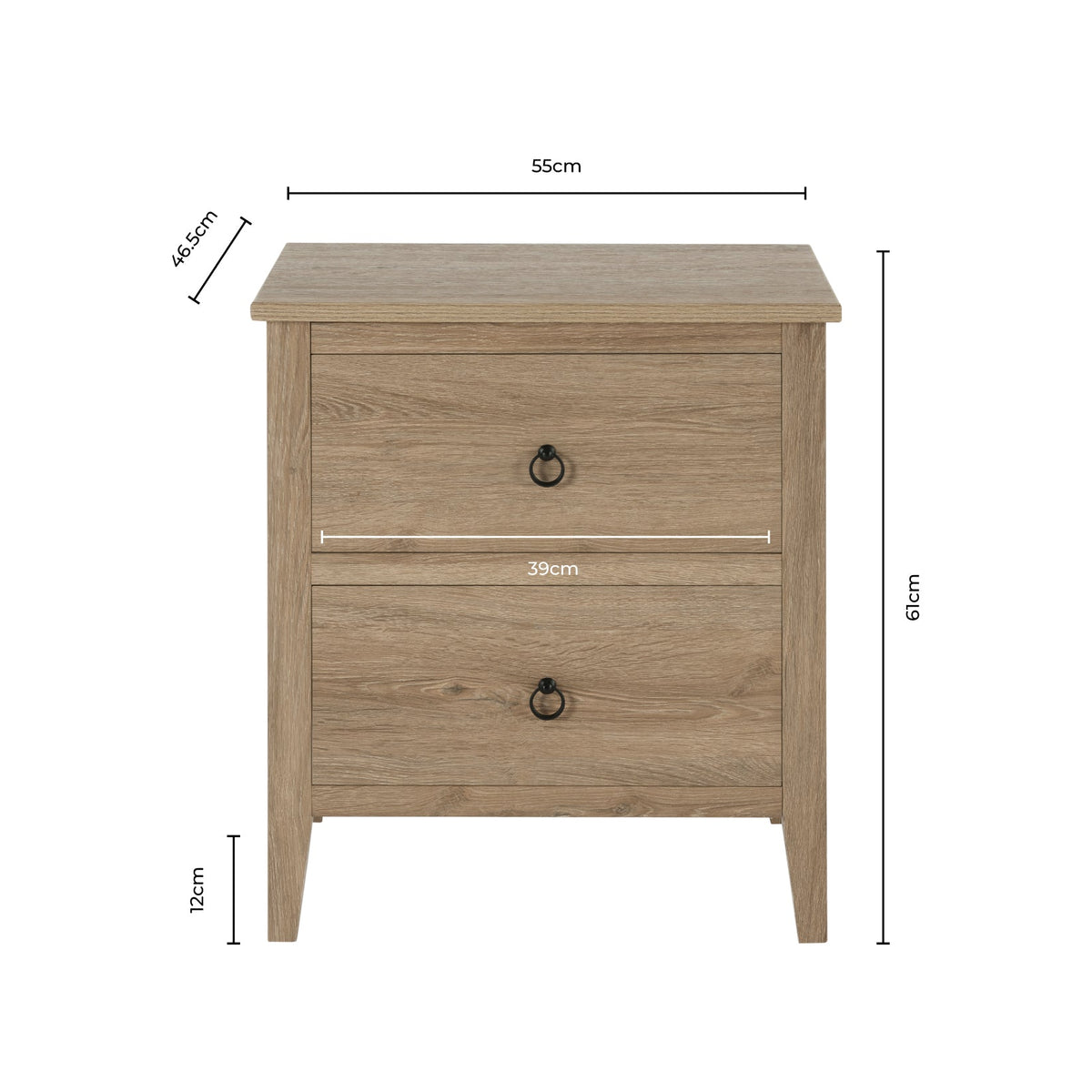 Dusklia - Nell 2 Drawer Bedside Table - Wood