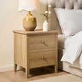 Dusklia - Nell 2 Drawer Bedside Table - Light Wood