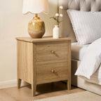 Dusklia - Nell 2 Drawer Bedside Table - Light Wood
