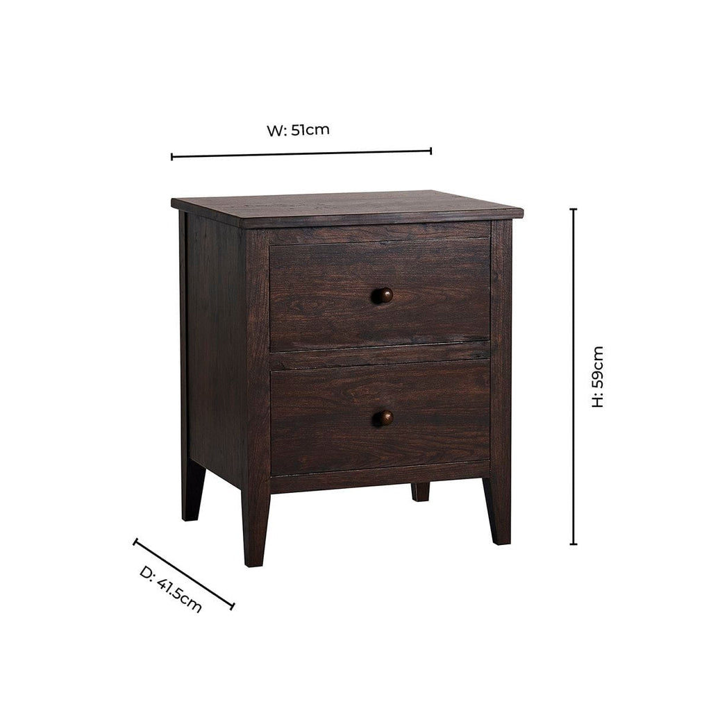 Table de chevet Nell 2 tiroirs - Noyer