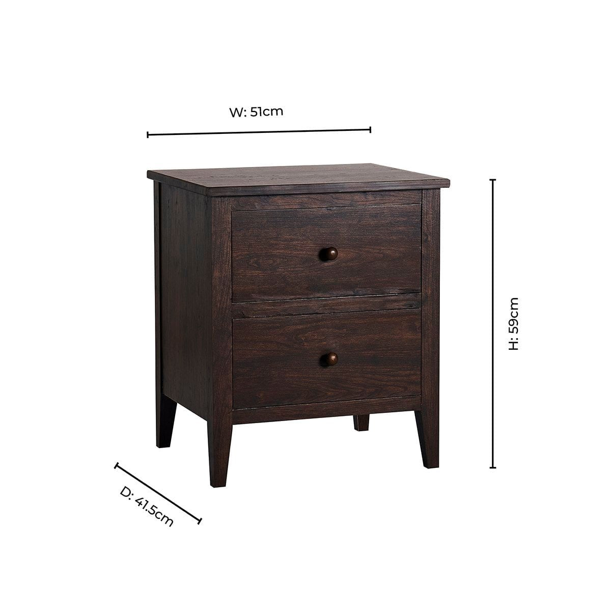 Table de chevet Nell 2 tiroirs - Noyer