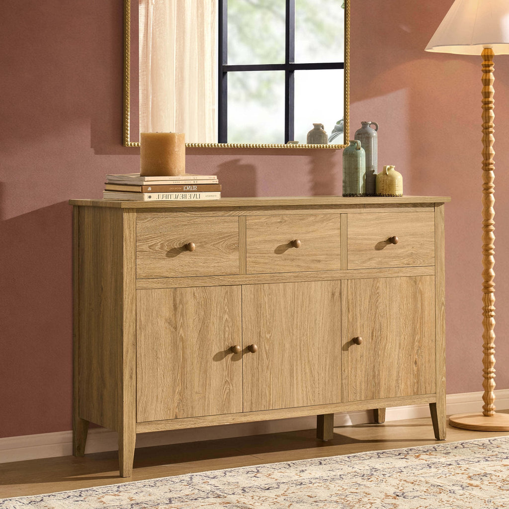 Dusklia - Nell 3 Door Sideboard with Drawers - Light Wood