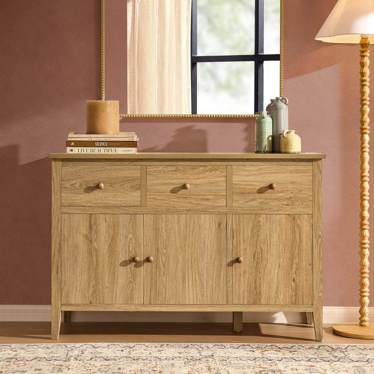 Dusklia - Nell 3 Door Sideboard with Drawers - Light Wood