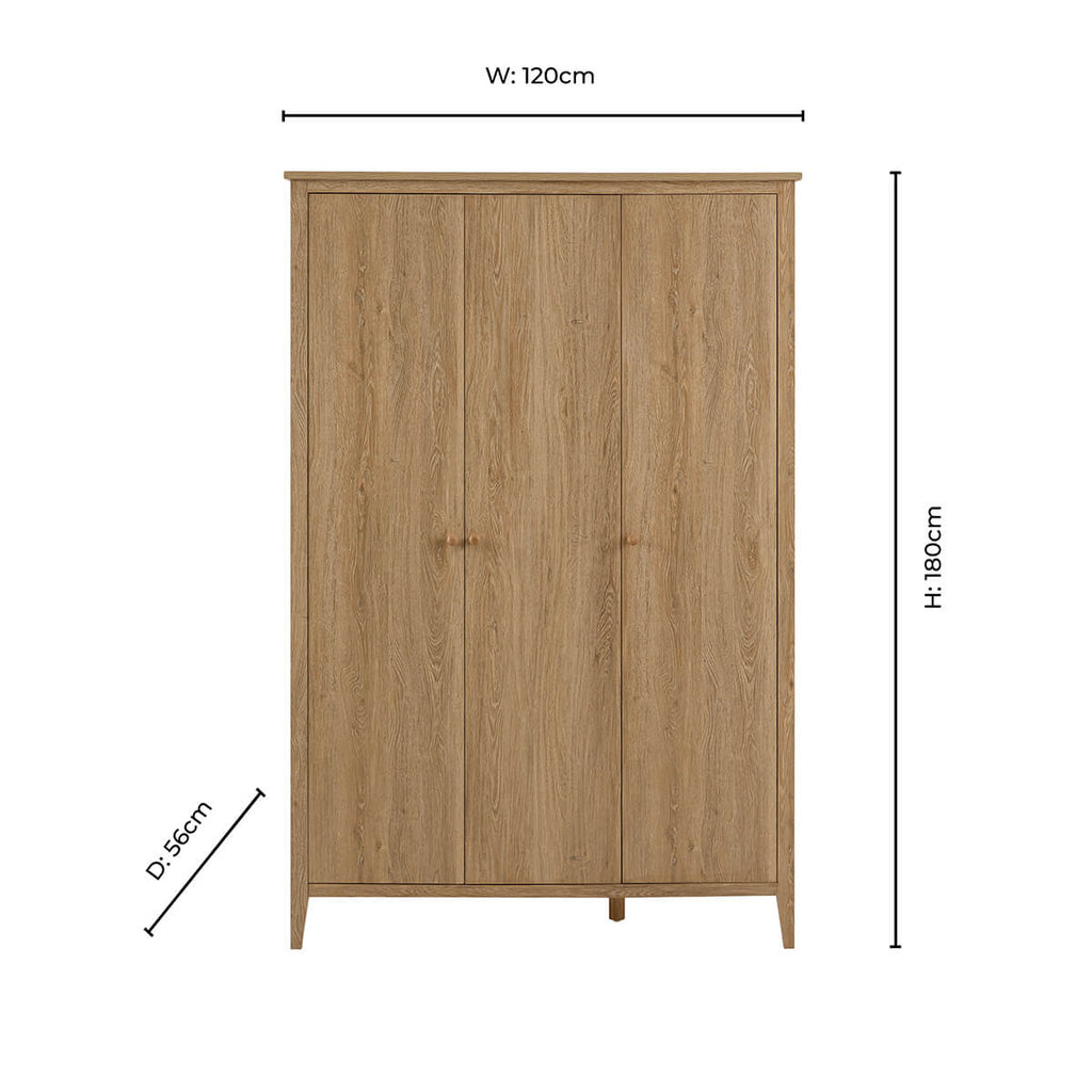 Armoire 3 portes Nell - Bois clair