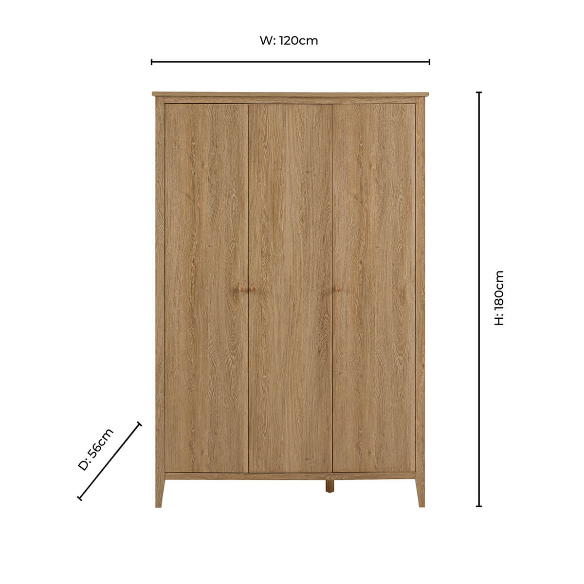 Armoire 3 portes Nell - Bois clair