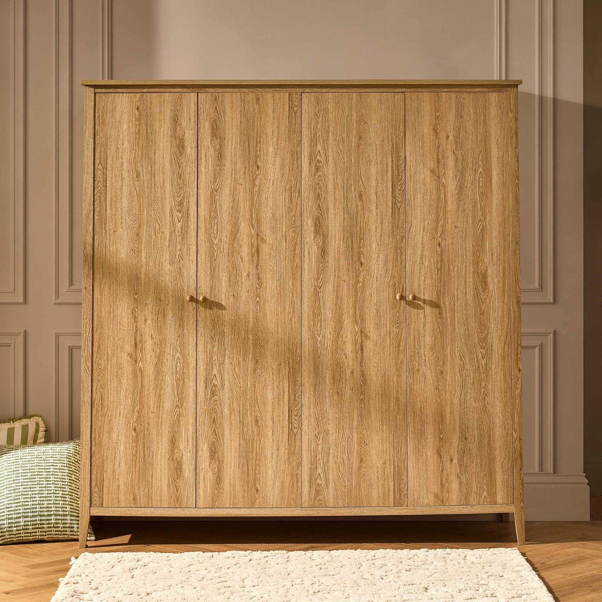 Armoire 4 portes Nell - Bois clair
