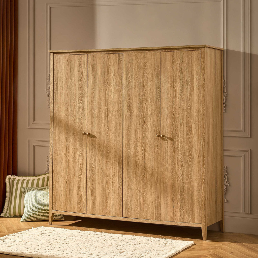 Armoire 4 portes Nell - Bois clair