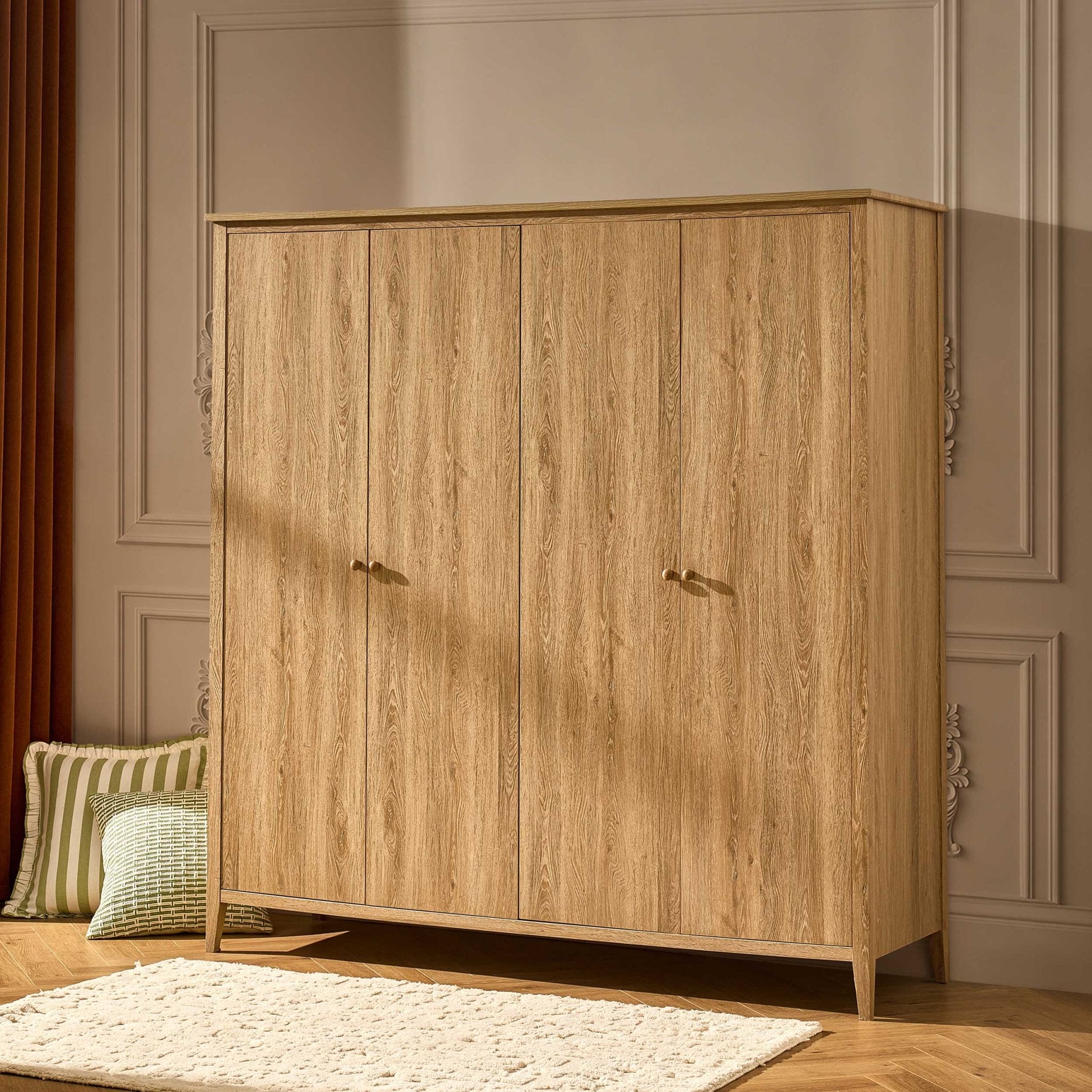 Armoire 4 portes Nell - Bois clair