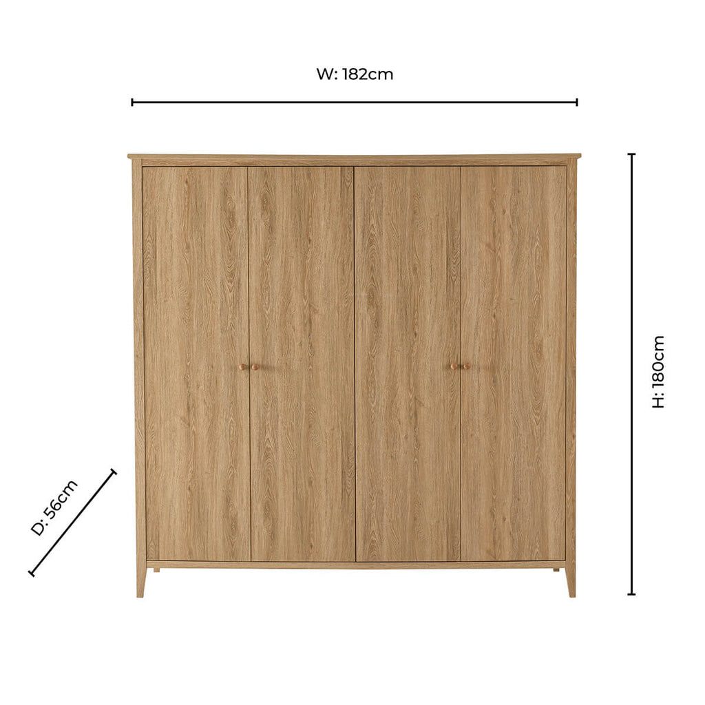 Armoire 4 portes Nell - Bois clair