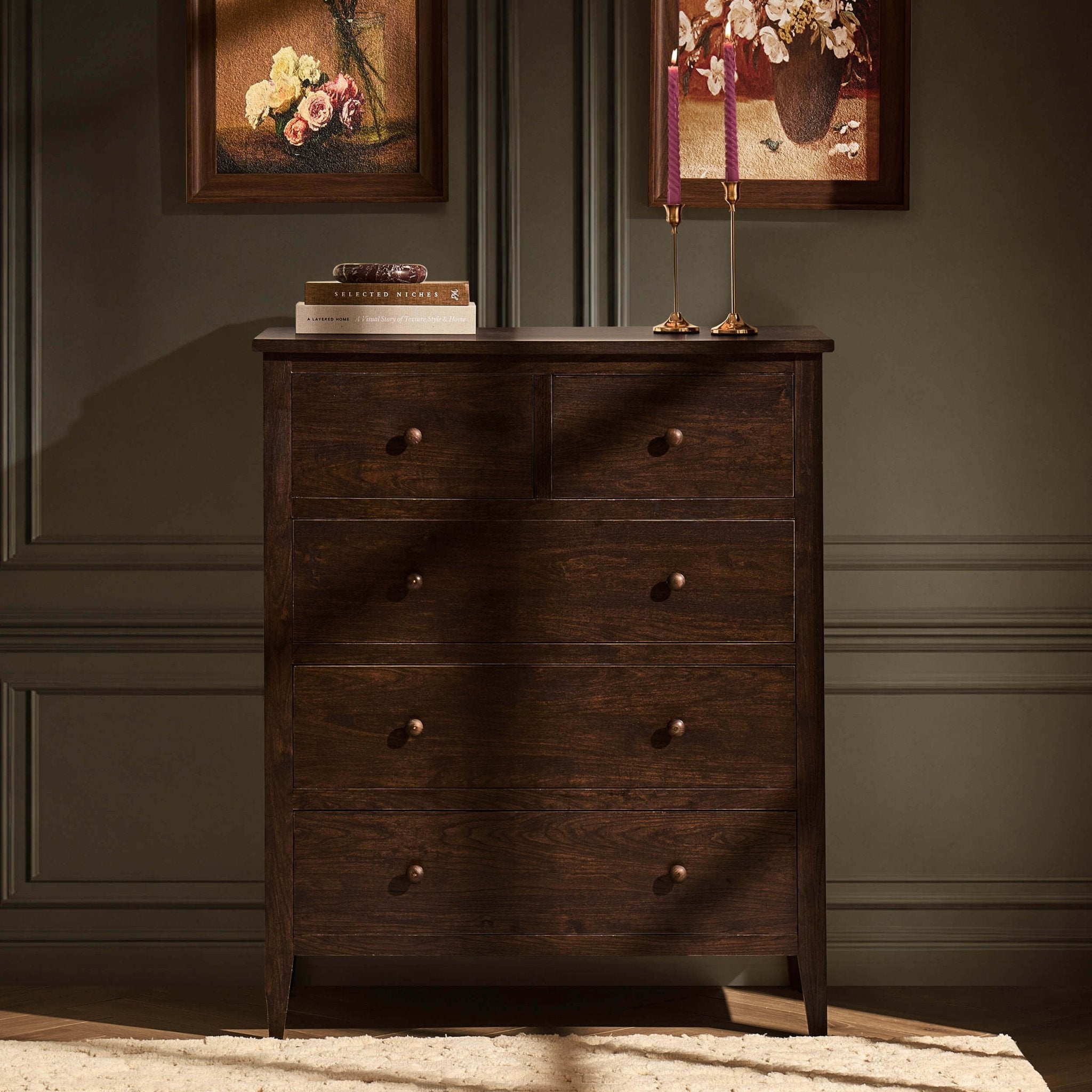 Commode 5 tiroirs Nell - Noyer